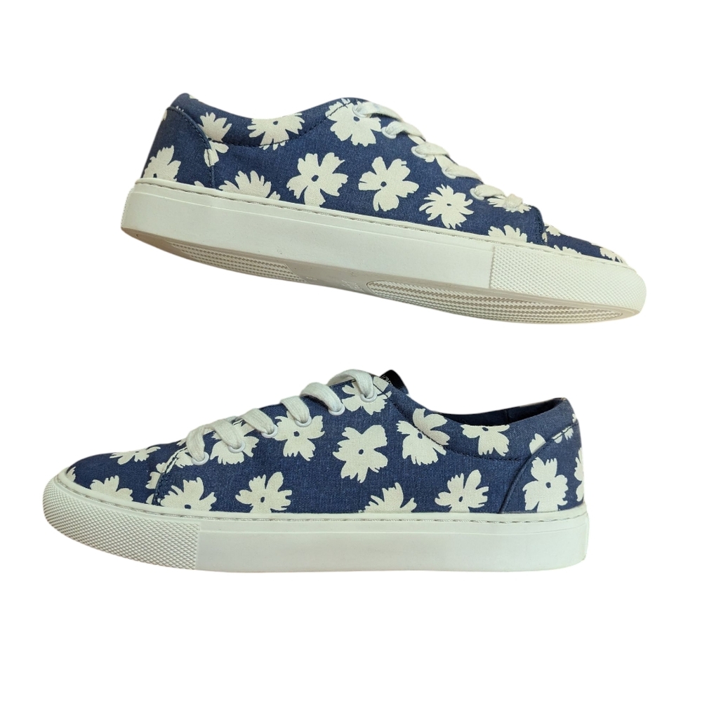 J. Crew Road Trip Printed Navy Floral Canvas Sneakers Size 8 - Picture 7 of 15